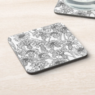 Cornblumen, Blume in Schwarz und Weiß Getränkeuntersetzer