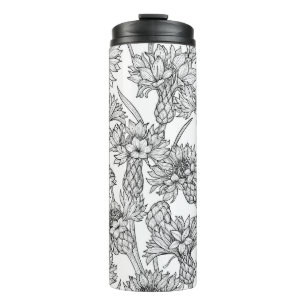 Cornblumen, Blume in Schwarz und Weiß Thermosbecher