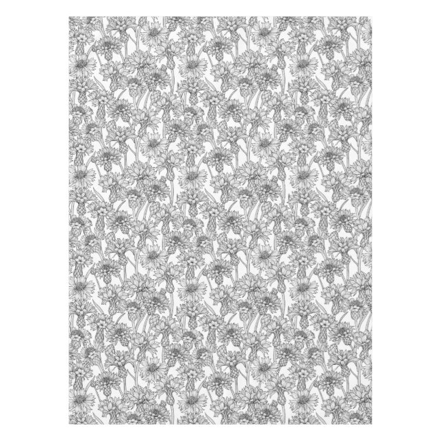 Cornblumen, Blume in Schwarz und Weiß Tischdecke (Vorderseite)
