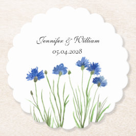 Cornblumen Wildblumen Blume Hochzeit Wasserfarbe Untersetzer