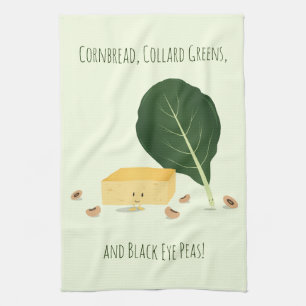 Cornbread-Kohl-Grüntöne-schwarzes Geschirrtuch
