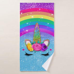Corne de Licorne Pailletée Face Arc-en-Ciel