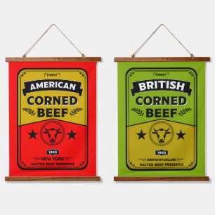 Corned Beef Küche Vintage Wandteppich Mit Holzrahmen