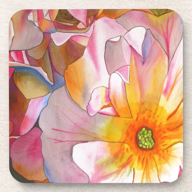 Cornelia pastellrosa Aquarellkunst Getränkeuntersetzer (Vorderseite)