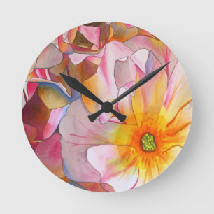 Cornelia pastellrosa Aquarellkunst Runde Wanduhr