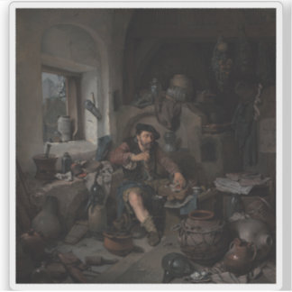 Cornelis Bega - Der Alchemist Aufkleber