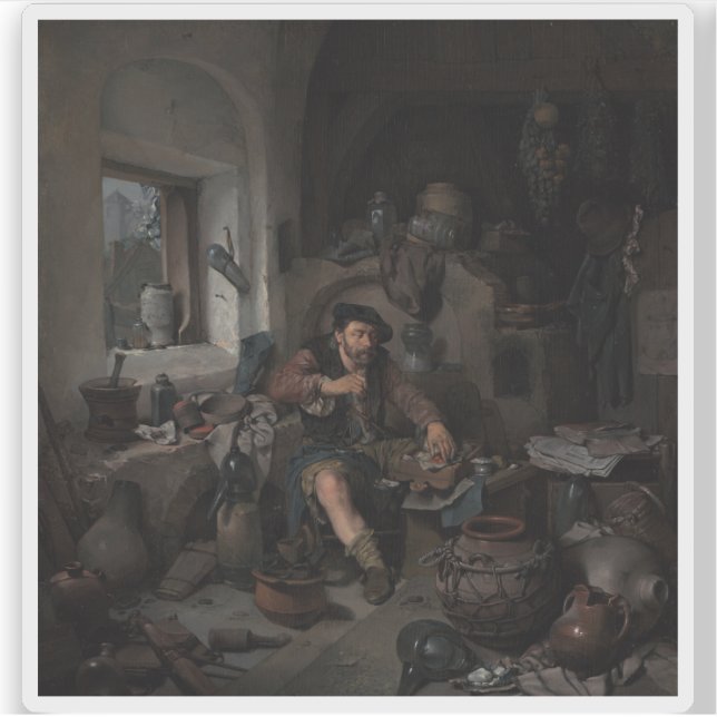 Cornelis Bega - Der Alchemist Aufkleber (Vorderseite)