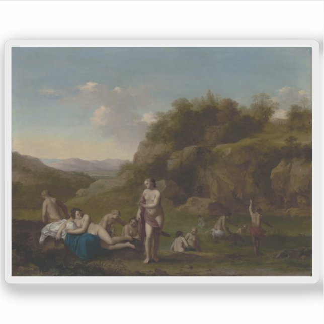 Cornelis - Landschaft mit Bädern Aufkleber (Vorderseite)