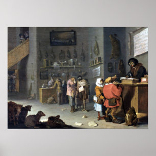Cornelis Saftleven Satire über ligiöse Bauern Poster