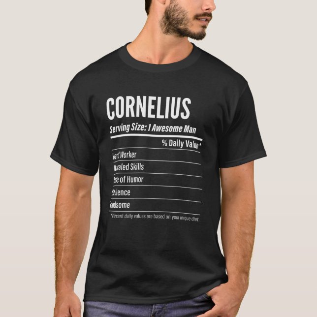 Cornelius ernährungsphysiologische Fakten für Größ T-Shirt (Vorderseite)