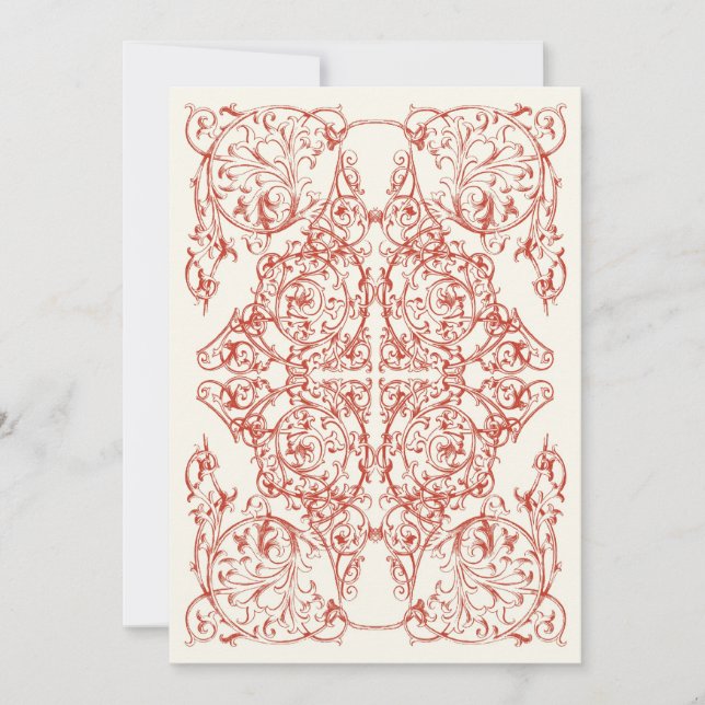 Corner Blühe Einladung zur Hochzeit (Crimson Red) (Vorderseite)