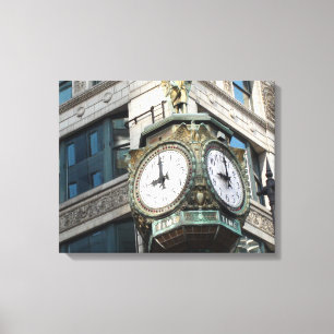 Corner Clock Downtown Chicago Canvas Print Leinwanddruck
