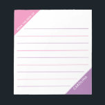 Corner Colorblock Pink Lila Von der Rezeption Notizblock<br><div class="desc">Dieses Design besteht aus rosa und lila Dreiecken in den Ecken mit Linien zum Schreiben. Die Kollektion der Koordinationsprodukte ist in unserem Shop, zazzle.com/store/doodlelulu, erhältlich. Kontaktieren Sie uns, wenn Sie dieses Design auf ein bestimmtes Produkt angewendet haben, um Ihr eigenes einzigartiges Match oder Geschenk zu erstellen! Vielen Dank, dass Sie...</div>