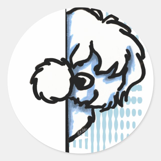 Corner Coton de Tulear Runder Aufkleber (Vorderseite)