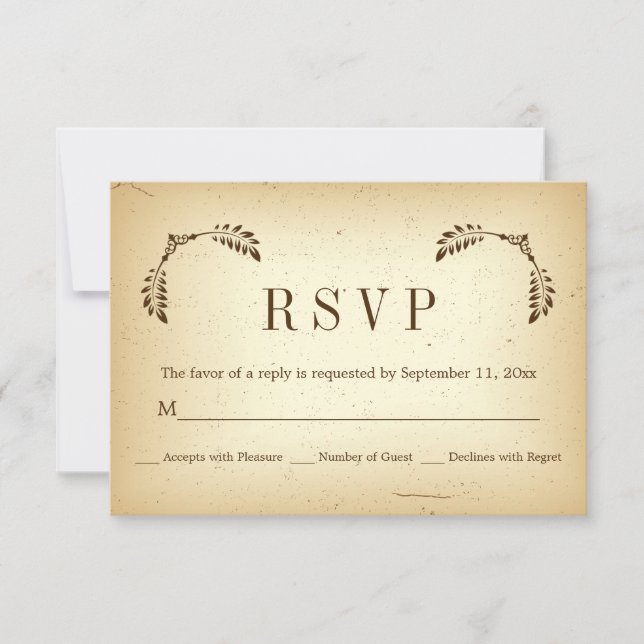 Corner feuille beige mariage RSVP carte de réponse (Devant)