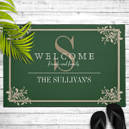 Corner Floral Blühte Frame Custom Monogram Fußmatte