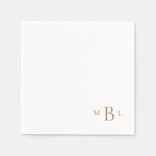 Corner Gold Monogram Simple Cocktail Napkins Serviette