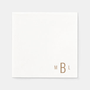 Corner Gold Monogram Simple Modern Schriftart Cock Serviette