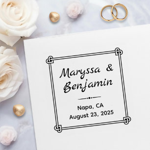 Corner Heart Shaped Knot Frame Wedding Permastempel