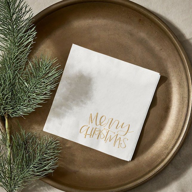Corner moderne Joyeux Noël (Modern Corner Merry Christmas Foil Napkins)