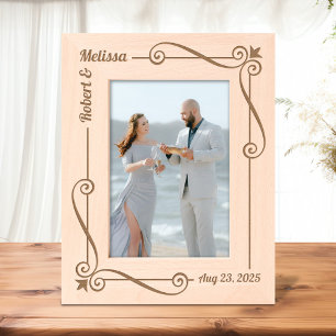 Corner Wirbel Frame Couple Wedding Anniversary 12x Geätzte Rahmen