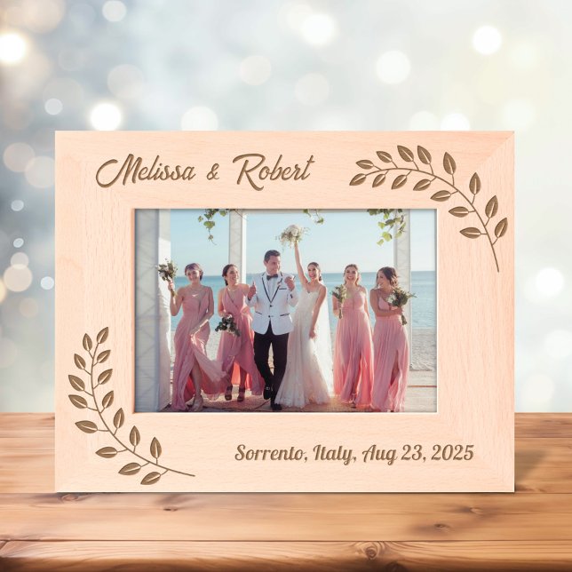 Corner Wreath Branch Couple Wedding 7x5 Geätzte Rahmen (Von Creator hochgeladen)