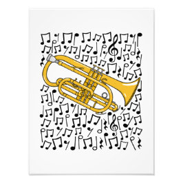 Cornet Musical Notes Cornetist Brass Musiker Fotodruck