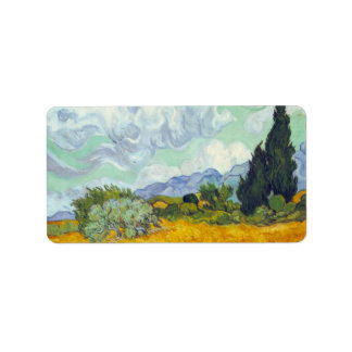 Cornfield mit Zypern von Vincent van Gogh Adressaufkleber