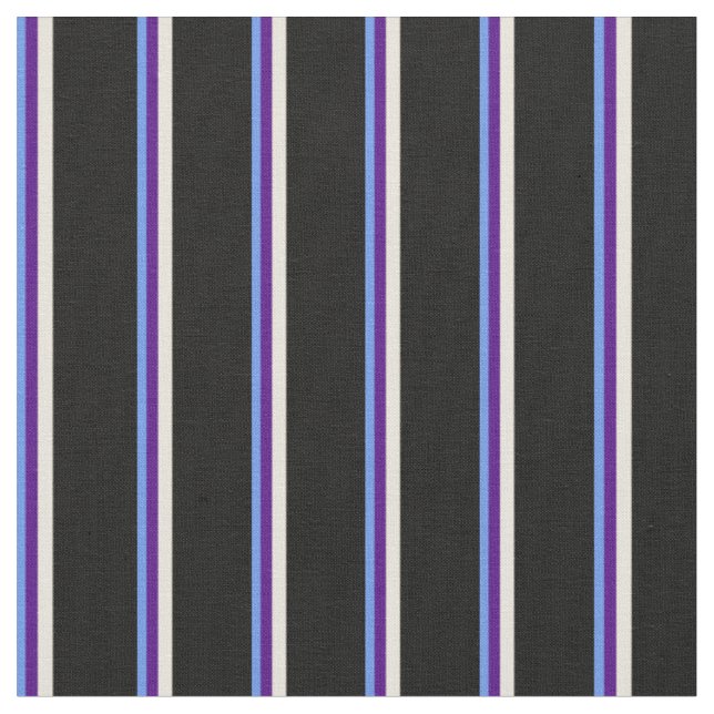 Cornfllower Blue, Indigo, Beige & Schwarz Stoff (Nahaufnahme)