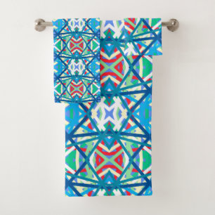 Cornflower Balanced Harmony Colors Abstrakte Linie Badhandtuch Set