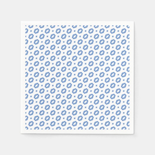 Cornflower Blau und Weiß: Geometriana Serviette (Vorderseite)