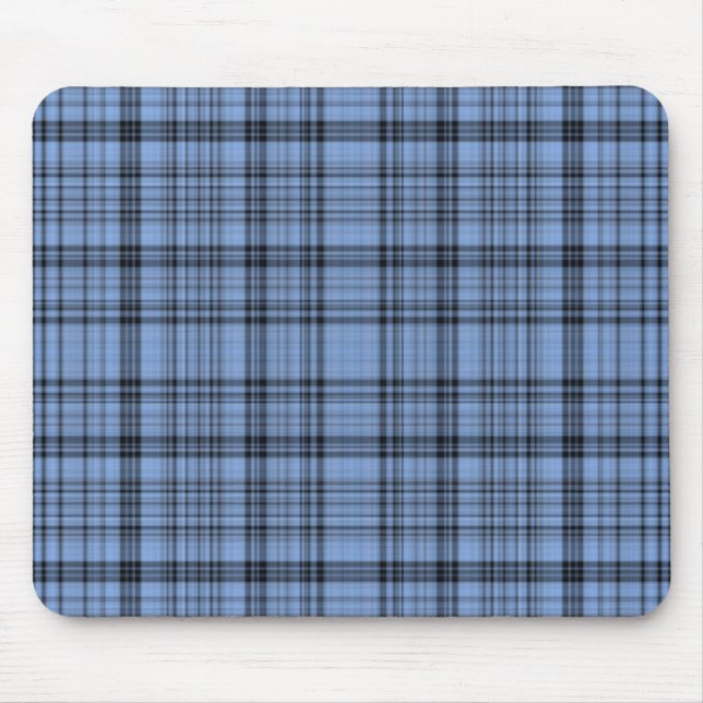 Cornflower blaues und graues kariertes Mousepad (Vorne)