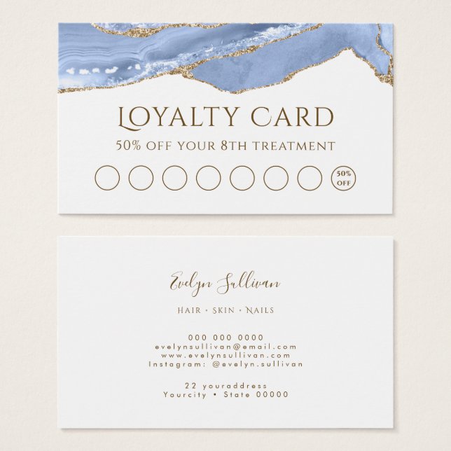 Cornflower Blue Agate Loyalty Card (Vorne & Hinten)