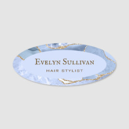 Cornflower Blue Agate Name Tag Namensschild
