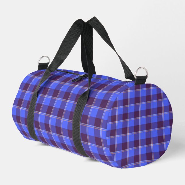 Cornflower Blue and Livid Brown Plaid Duffle Bag (Linke Seite)
