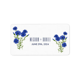 Cornflower Blue Botanical Wedding Adressaufkleber