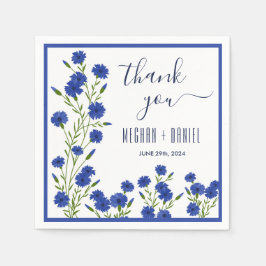 Cornflower Blue Botanical Wedding Serviette