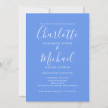 Cornflower Blue Elegant Moderner QR Code Hochzeit
