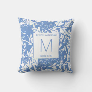 Cornflower Blue Floral Monogram Kissen