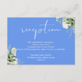 Cornflower Blue Greenerity Script Hochzeitsempfehl Begleitkarte