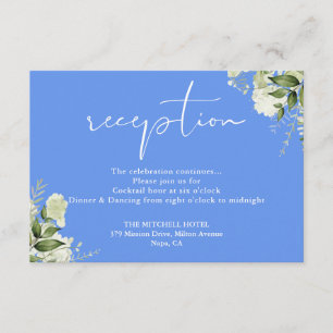 Cornflower Blue Greenerity Script Hochzeitsempfehl Begleitkarte