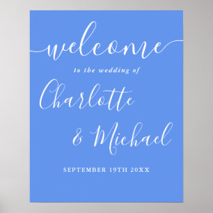 Cornflower Blue Mariage moderne Affiche de bienven