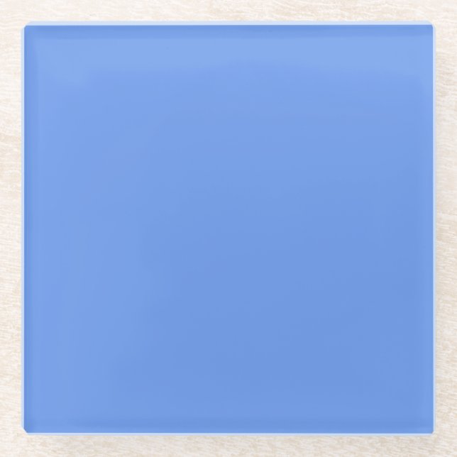 Cornflower Blue Square Glass Untersetzer (Vorderseite)