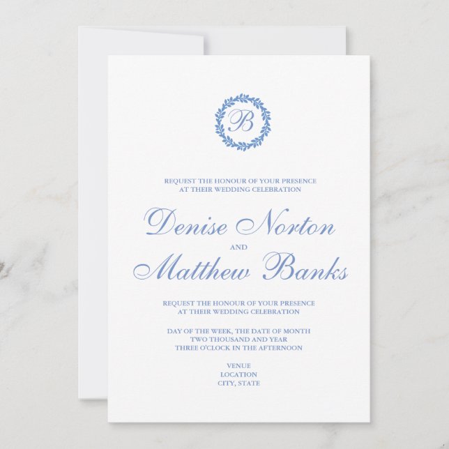 Cornflower Blue Wedding Einladung (Vorderseite)