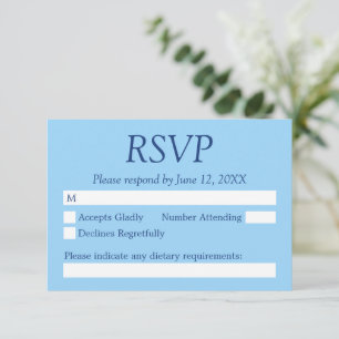 Cornflower Blue Wedding RSVP Card Karte