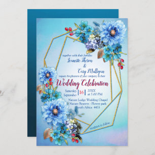 Cornflower-Blues bei Watercolor-Hochzeit Einladung