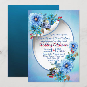 Cornflower-Blues bei Watercolor-Hochzeit Einladung