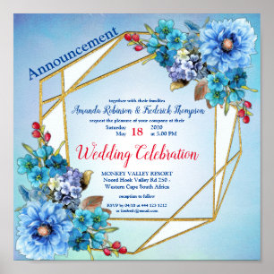 Cornflower-Blues bei Watercolor-Hochzeit Poster