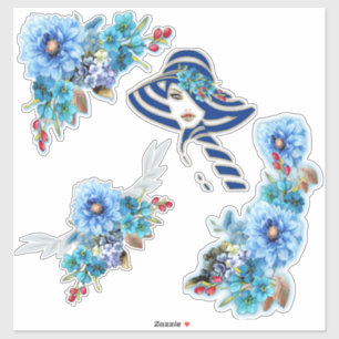 Cornflower-Blues in Watercolor Aufkleber