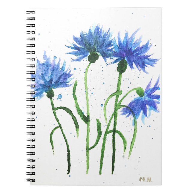 Cornflowers blue flowers watercolor notizblock (Vorderseite)